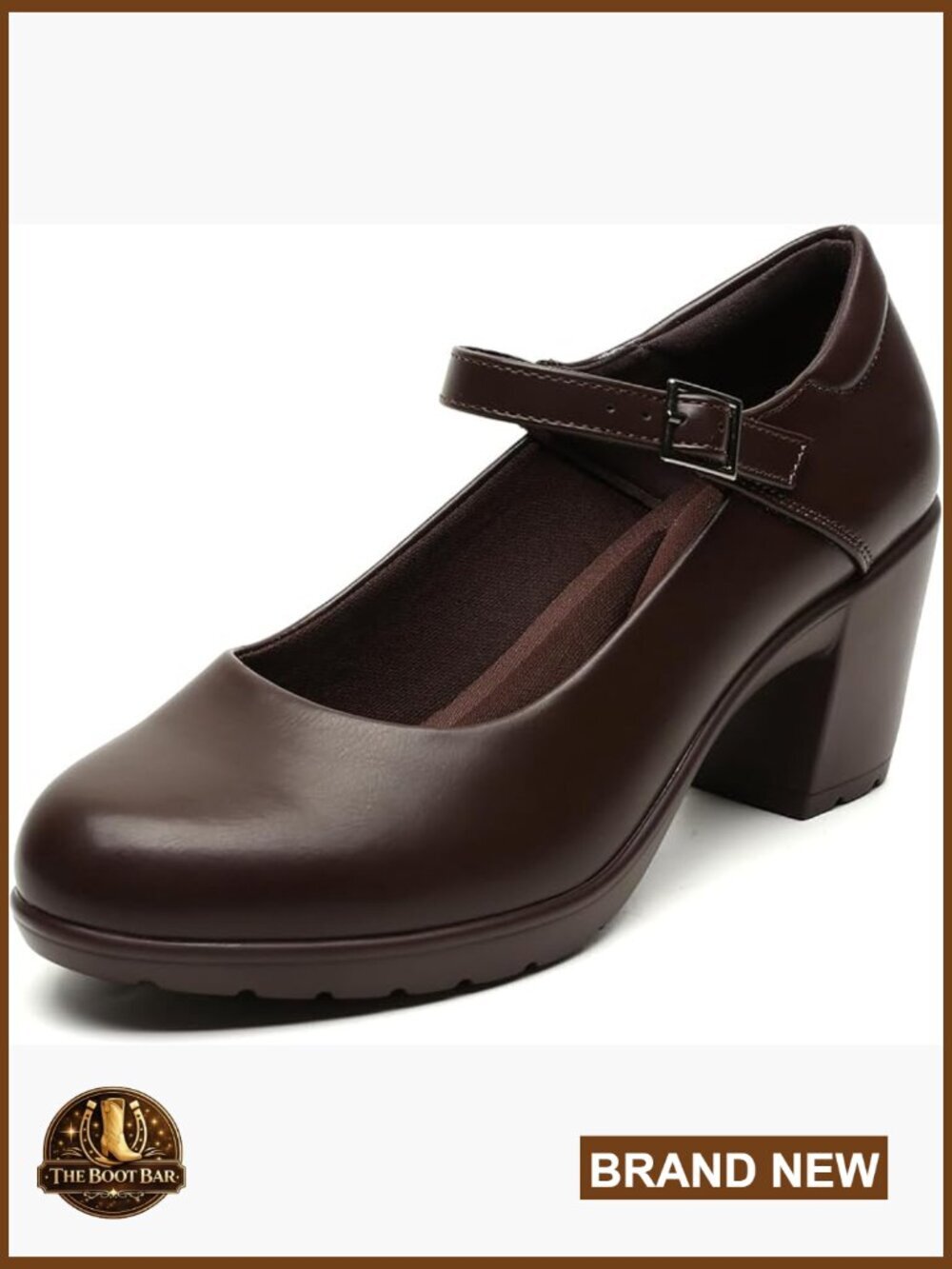 Mary Jane Chunky Block Heels 7CM Closed Toe Work Platform Pumps Orthopedic Arch
